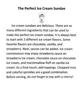 perfect ice cream sundae paragraph