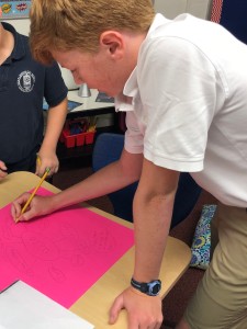 using post-it big notes with students in the classroom